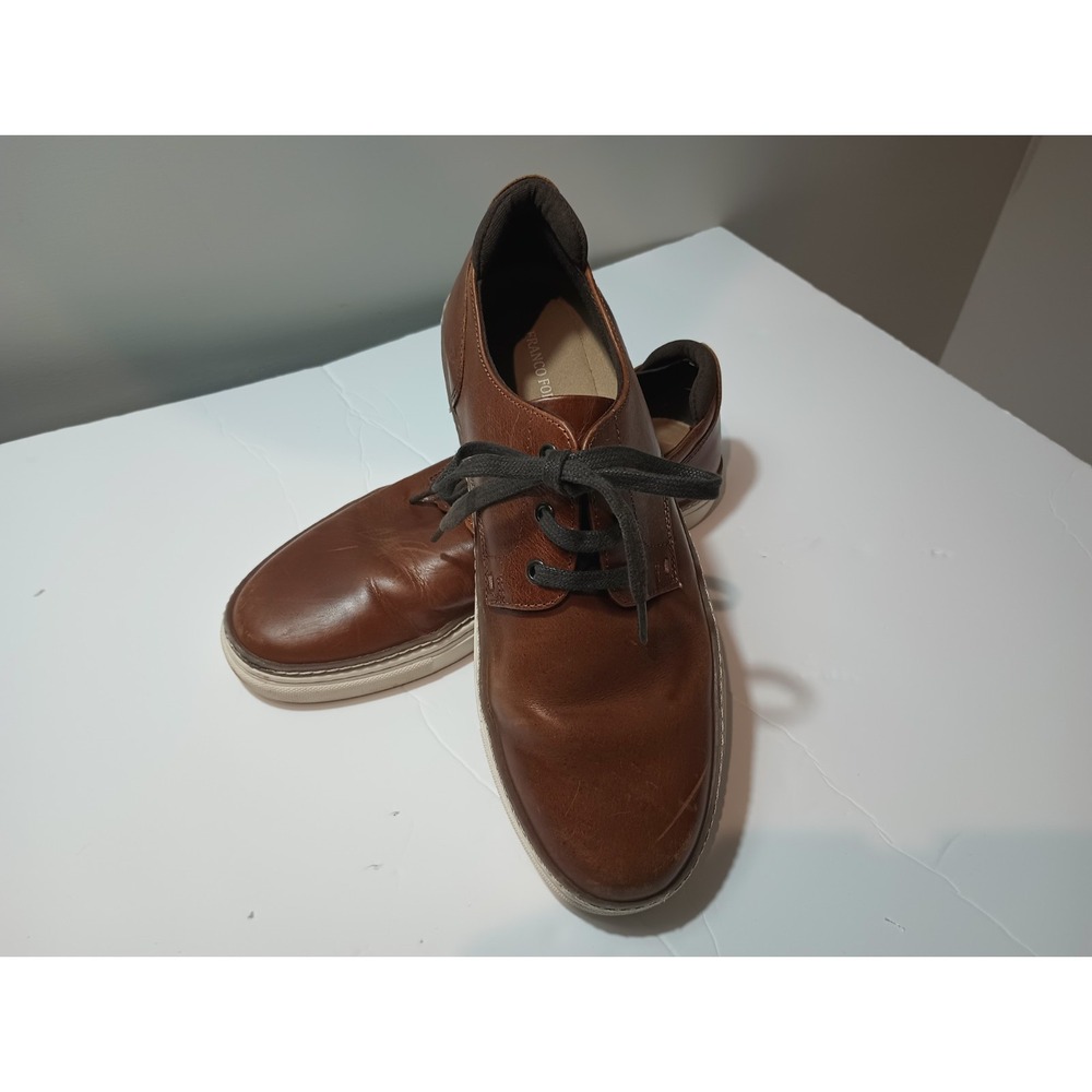 Franco Fortini Maxx Men Size 8 Cognac Brown Leather Casual Oxford Sneakers
